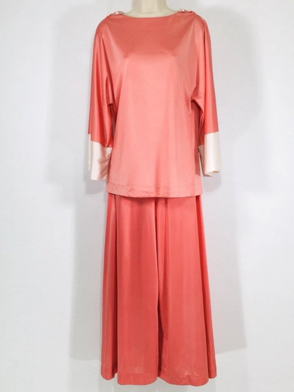 Vtg 80’s Vanity Fair Glisanda Lounge Pajama Sz XS Kimono Sleeves Hollywood Deco